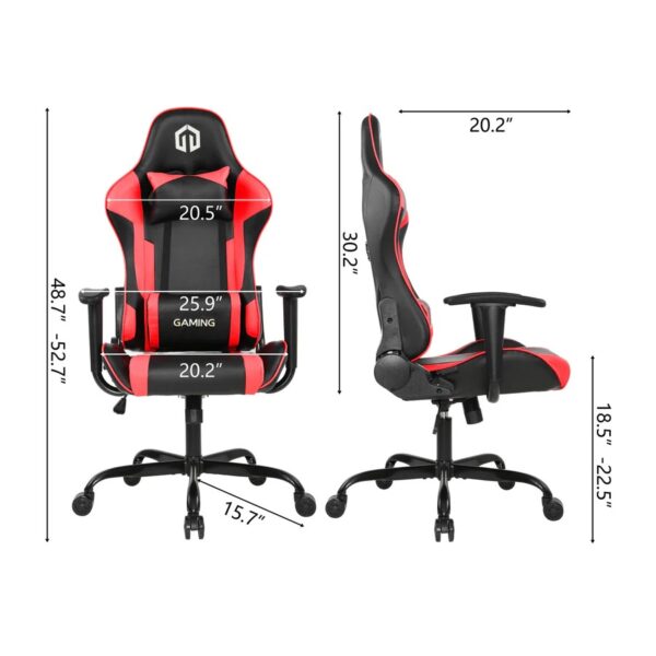 Ergonomic Leather Racing Style Gamer Chair with adjustable features, padded seat, and lumbar support for comfort during gaming and work.