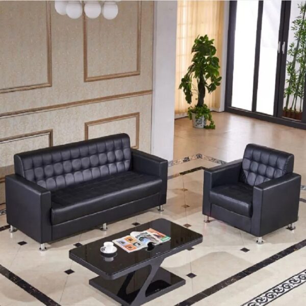 Quality Leather 5-Seater Reception Office Sofa with plush cushioning and sleek design, ideal for office lobbies and waiting areas.