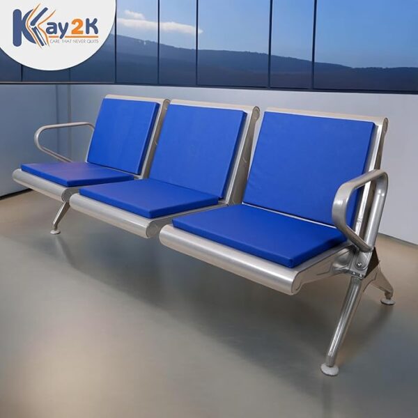 3-Seater Heavy Duty Reception Bench with padded seating and a sturdy metal frame, designed for high-traffic waiting areas.