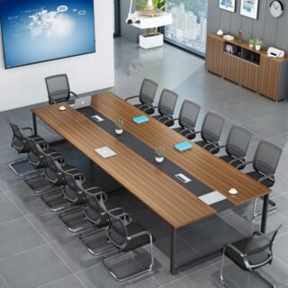 Rectangular Engineered Wood Boardroom Table with modern design, durable surface, and ample seating space for professional meetings.