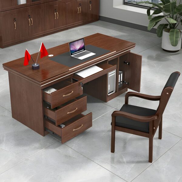 Add style and security to your workspace with the 120cm Boss Office Desk with Drawers and Lock, offering ample storage and a sleek, professional design.