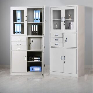 2-Door Metallic Office Safe Cabinet in a contemporary office setting.