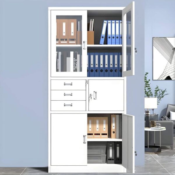 2-Door Metallic Storage Safe Cabinet with adjustable shelves and high-security lock.