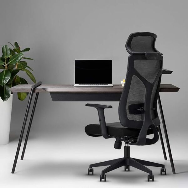 Ergonomic Modern Desk Chair with adjustable headrest, mesh back, and padded seat for comfort and support during long work hours.