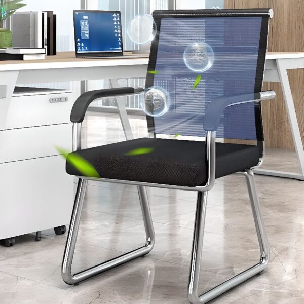 Ergonomic Mesh Upholstered Office Desk Chair with breathable mesh backrest and adjustable armrests.