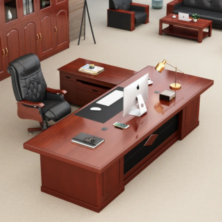 2 Meters Directors Executive Office Table in a contemporary office setting, featuring wood and metal accents.