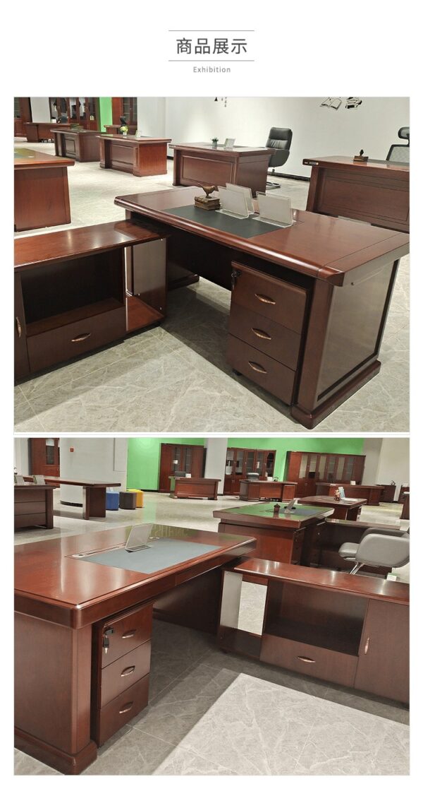 1600mm Executive Solid Wood Office Table with spacious work surface and natural wood finish, perfect for executive offices and home workspaces.