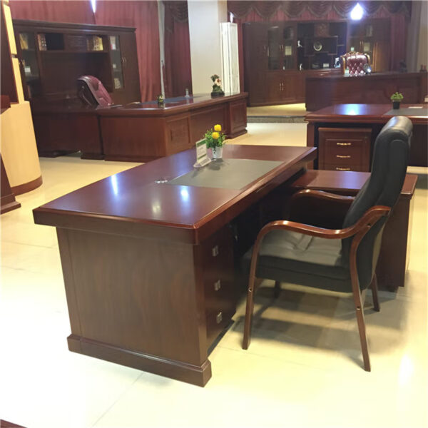 1600mm Executive Solid Wood Office Table with spacious work surface and natural wood finish, perfect for executive offices and home workspaces.