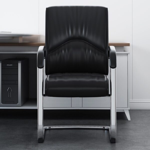 High-Back Leather Chair with Fixed Armrests, featuring a sleek design and ergonomic support for comfort and professional style.