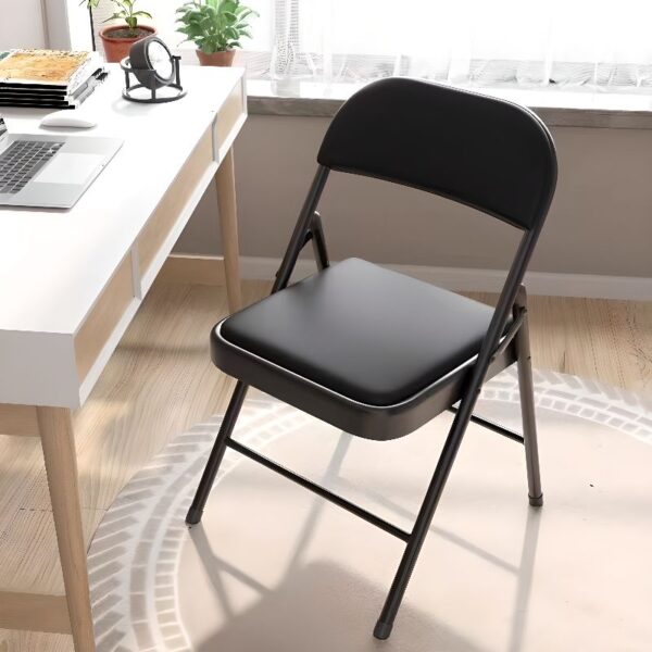 Foldable Padded Office Study Chair with ergonomic design, padded seat and backrest, and durable steel frame.