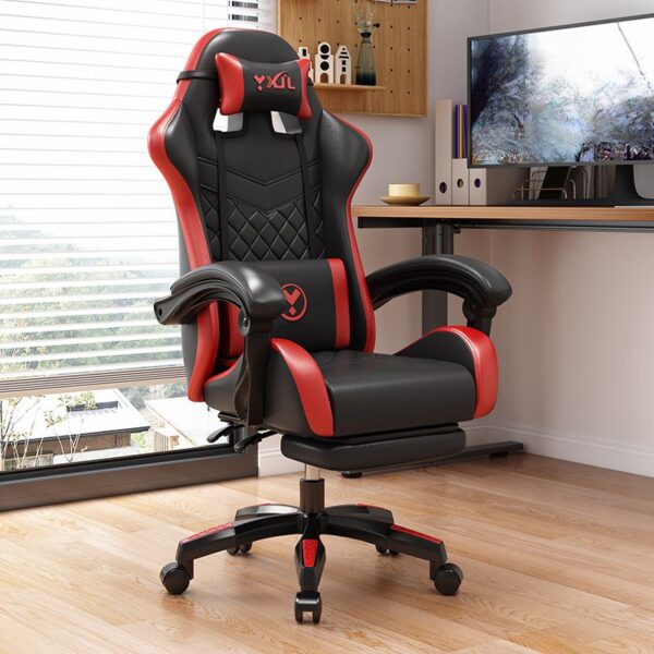 Ergonomic Gaming Chair with Lumbar Support, adjustable height and tilt, designed for comfort during long gaming sessions.