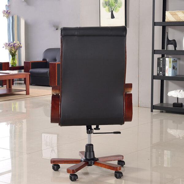 Bliss Executive Leather Office Chair with genuine leather upholstery, adjustable height, tilt control, and padded armrests.