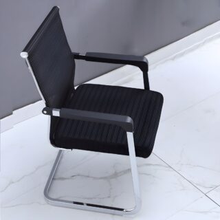 High Back Mesh Visitors Office Seat with breathable mesh backrest, ergonomic design, and adjustable height, set in a modern office environment.