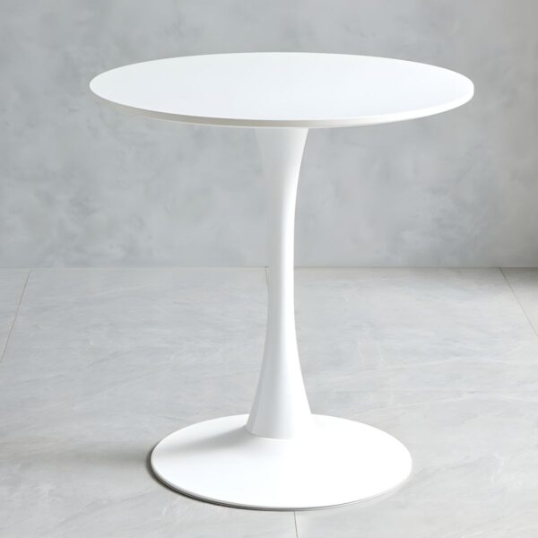 Simple Marble Round Dining Table with polished surface and metal legs, ideal for modern dining spaces.