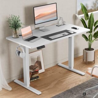 "Electric standing desk height adjustable with ergonomic design and smooth motor for effortless height transitions."