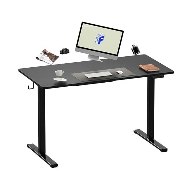 1400mm height adjustable standing desk with electric motor, modern design, and ample workspace for a productive home or office setup.