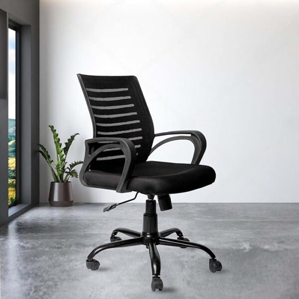 A Mesh Mid Back Ergonomic Home Office Chair featuring adjustable height, armrests, and a breathable mesh back for comfort and support.