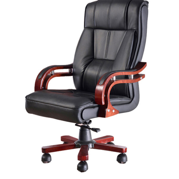 Bliss Executive Leather Office Chair with genuine leather upholstery, adjustable height, tilt control, and padded armrests.