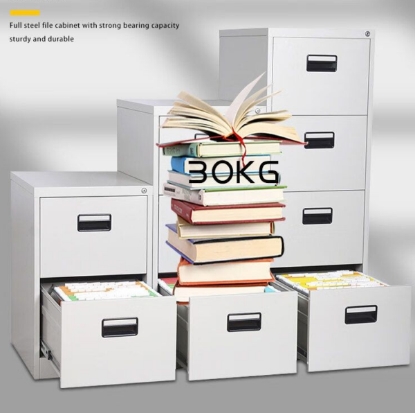 An Office Vertical 4-Drawer Steel Storage Cabinet, featuring a durable steel frame and spacious drawers, designed for efficient storage in professional workspaces.