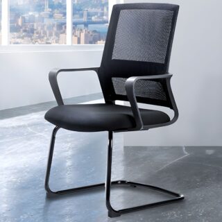 Office Modern Mesh Cantilever Visitors Chair with breathable mesh backrest, ergonomic support, and contemporary design, ideal for office visitors.