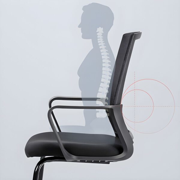 Office Modern Mesh Cantilever Visitors Chair with breathable mesh backrest, ergonomic support, and contemporary design, ideal for office visitors.