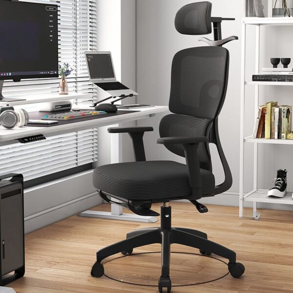 Modern Ergonomic Mesh Office Chair with a breathable backrest, adjustable seat height, armrests, and durable construction, providing comfort and support for long hours at the desk.