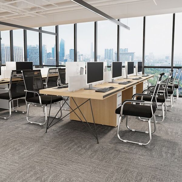 Modern Fixed Mesh Office Guest Chair with a breathable mesh backrest, sleek design, and sturdy frame, providing comfort and support for office guests.