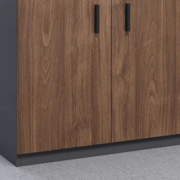 2-Door Executive Credenza File Cabinet with adjustable shelves and modern wood finish.