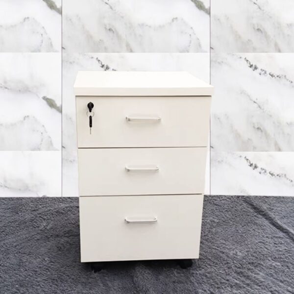 3-Drawer Lockable Mobile Pedestal with smooth-gliding drawers and a lockable design for secure office storage.