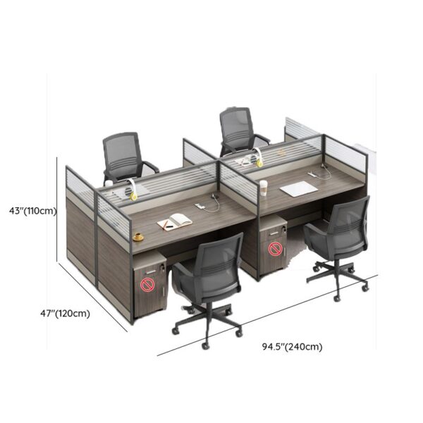 4-Seater Office Brown Workstation with four spacious desks and a sleek brown finish, designed for collaborative office settings.