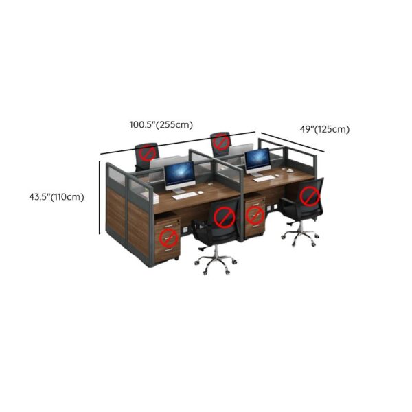 4-Seater Office Brown Workstation with four spacious desks and a sleek brown finish, designed for collaborative office settings.