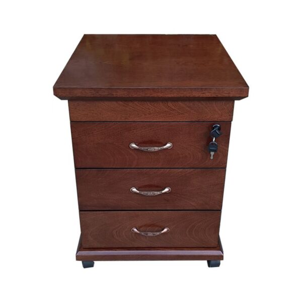 3-Drawer Simple Style Lockable Mobile Pedestal with three drawers, including one lockable, on smooth-rolling casters.