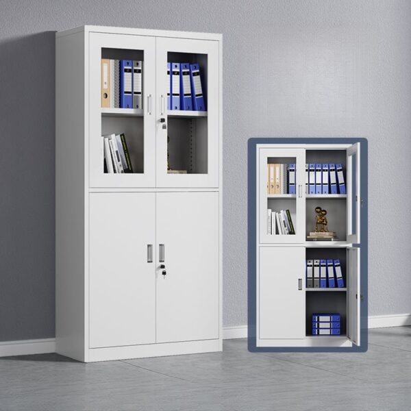 Office Modern Storage Cabinet with two doors, offering ample storage space for files and supplies, with a sleek design.