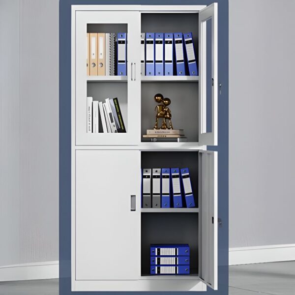 Office Modern Storage Cabinet with two doors, offering ample storage space for files and supplies, with a sleek design.