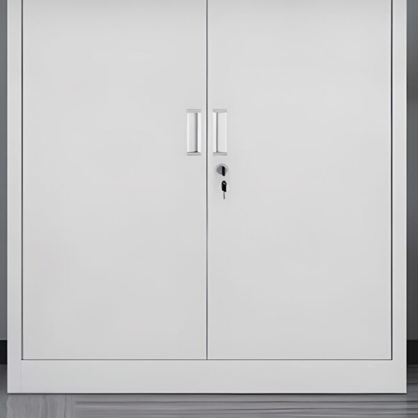 Office Modern Storage Cabinet with two doors, offering ample storage space for files and supplies, with a sleek design.