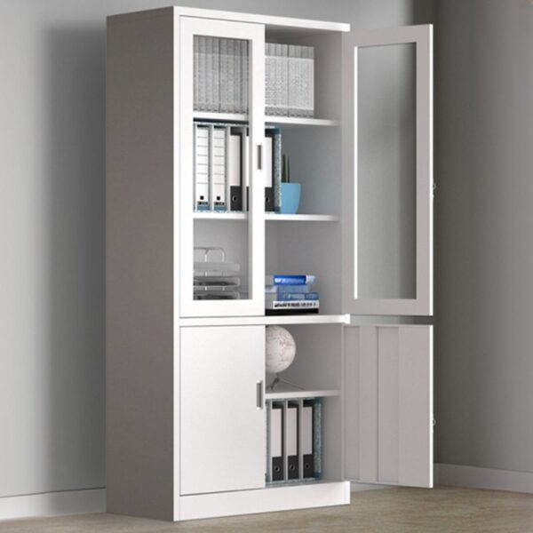 2-Door Modern Steel Storage Cabinet with adjustable shelves for customizable storage.