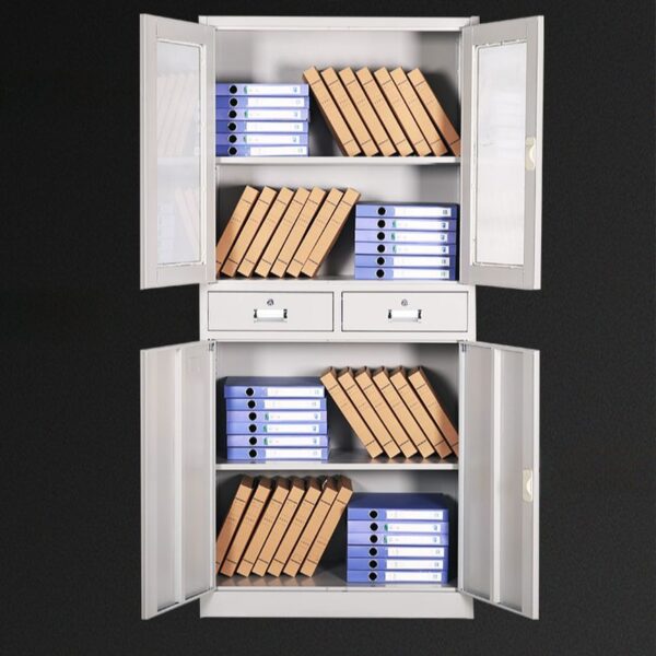 Assembled Vertical Storage Cabinet with multiple drawers, providing ample space for organizing files, office supplies, and personal items in a compact design.