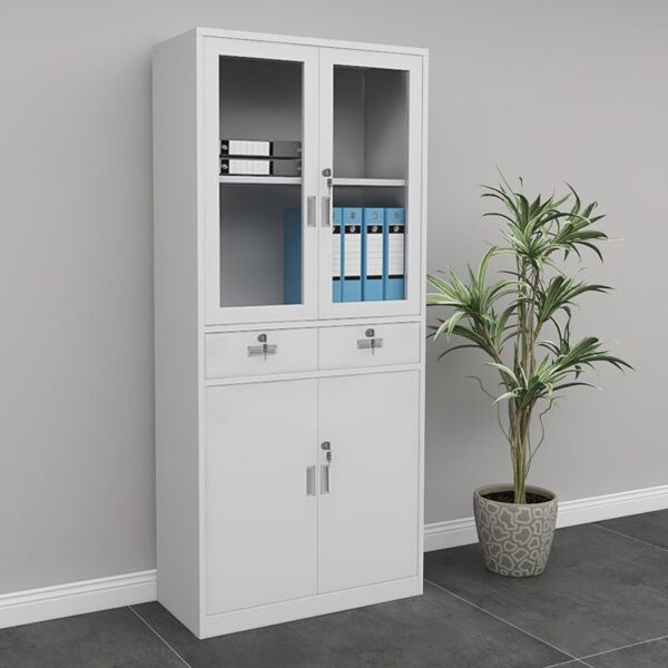 Assembled Vertical Storage Cabinet with multiple drawers, providing ample space for organizing files, office supplies, and personal items in a compact design.