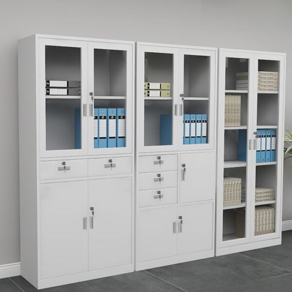 Assembled Vertical Storage Cabinet with multiple drawers, providing ample space for organizing files, office supplies, and personal items in a compact design.