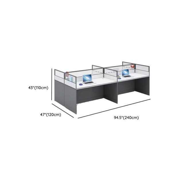 4-Seater Modern Open View Office Workstation with four individual desks, partitioned panels, and organized cable management.