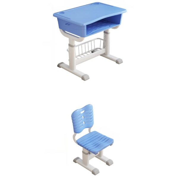 Adaptable Height Kids Desk and Chair Set with adjustable height mechanisms, providing comfort and support for growing children during study and play.