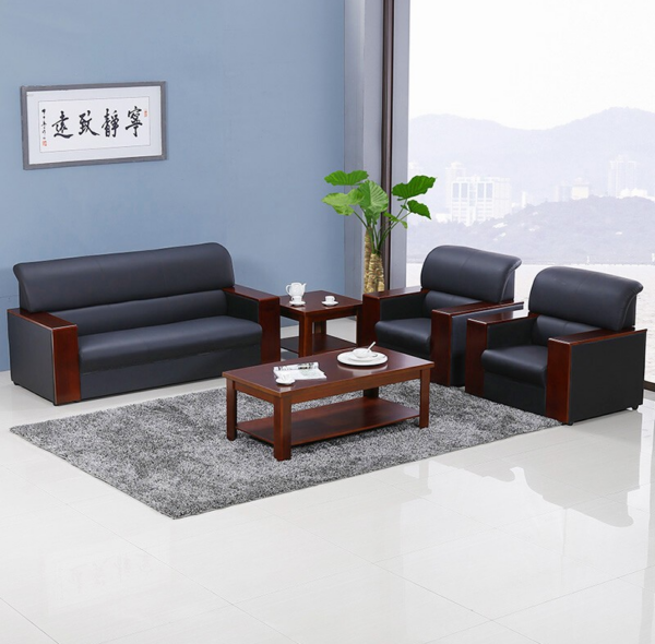 5-Seater Reception Leather Office Sofa with high-quality leather upholstery, plush cushions, and a modern design, ideal for waiting rooms and office lounges.