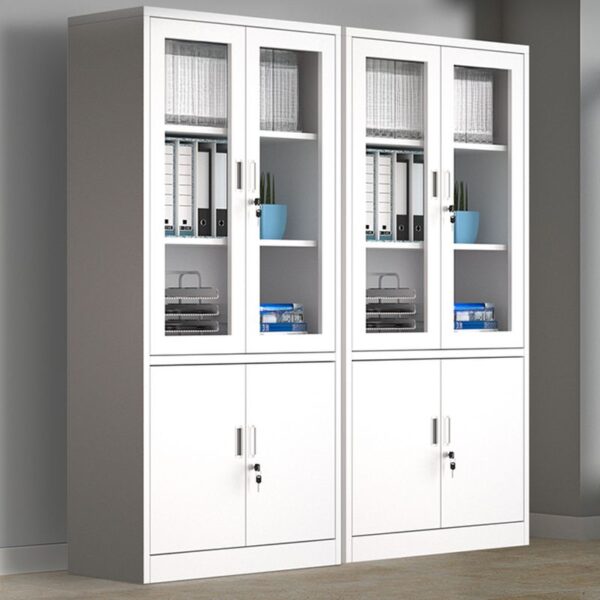 2-Door Modern Steel Storage Cabinet with adjustable shelves for customizable storage.