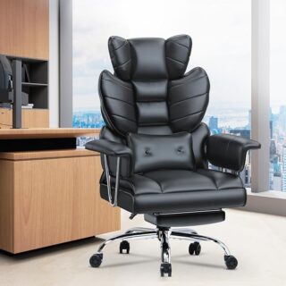 High Back Heavy Duty Swivel Computer Chair with lumbar support, adjustable height, and padded armrests for all-day comfort.