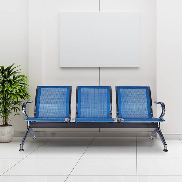 3-Seater Hospital Reception Waiting Bench with durable frame and ergonomic seating for healthcare environments.