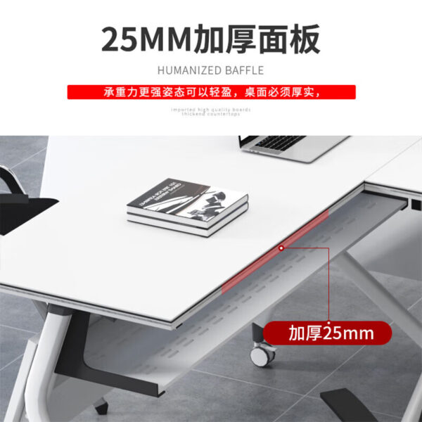 White Modern Foldable Conference Office Table with sleek design, foldable functionality, and sturdy construction, perfect for any office or meeting room.