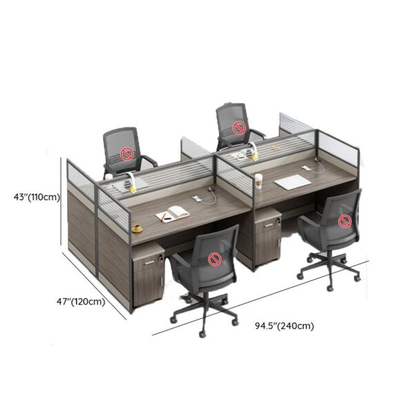 4-Seater Office Brown Workstation with four spacious desks and a sleek brown finish, designed for collaborative office settings.