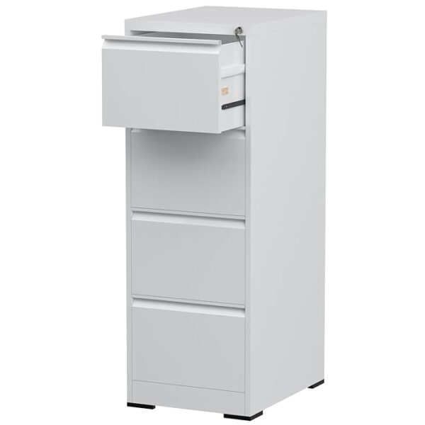 Metallic 4-Drawer Storage Office Cabinet with smooth-gliding drawers and a sleek metallic finish for secure storage.