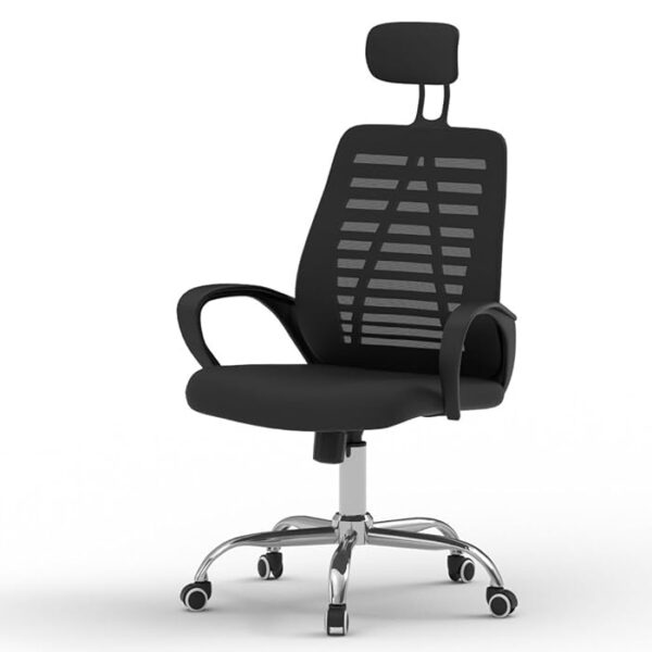 Ergonomic Headrest Mesh Task High Back Chair with adjustable headrest, lumbar support, and breathable mesh backrest for comfortable office seating.