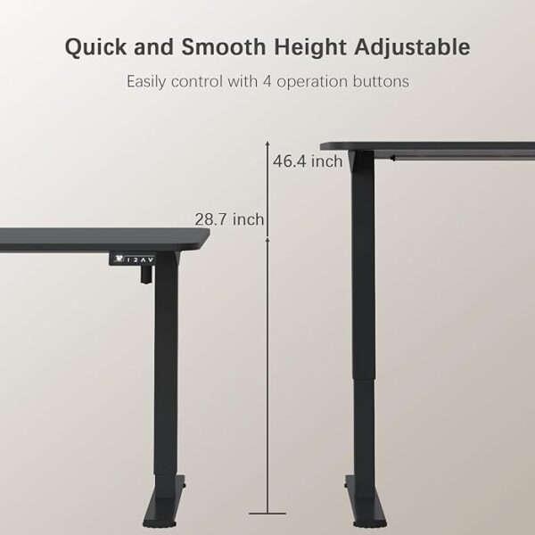 Sit Stand Up Home Office Computer Desk with adjustable height, spacious surface, and sleek design for ergonomic work environments.